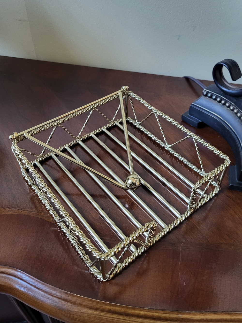 Pier 1 Gold Rope-Trim Napkin Holder